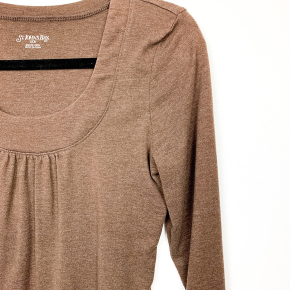 St. John's Bay Brown Long Sleeve Crew Neck - Picture 3 of 8